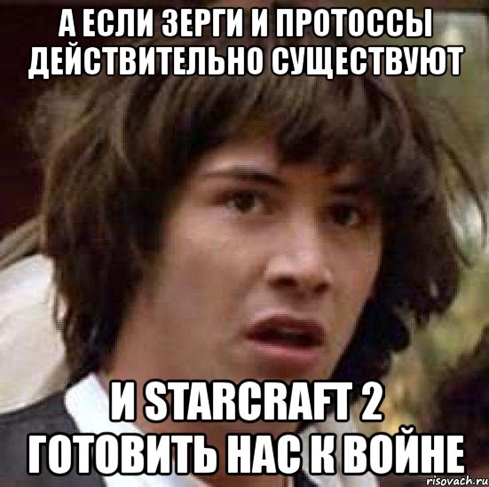 а если зерги и протоссы действительно существуют и starcraft 2 готовить нас к войне, Мем А что если (Киану Ривз)