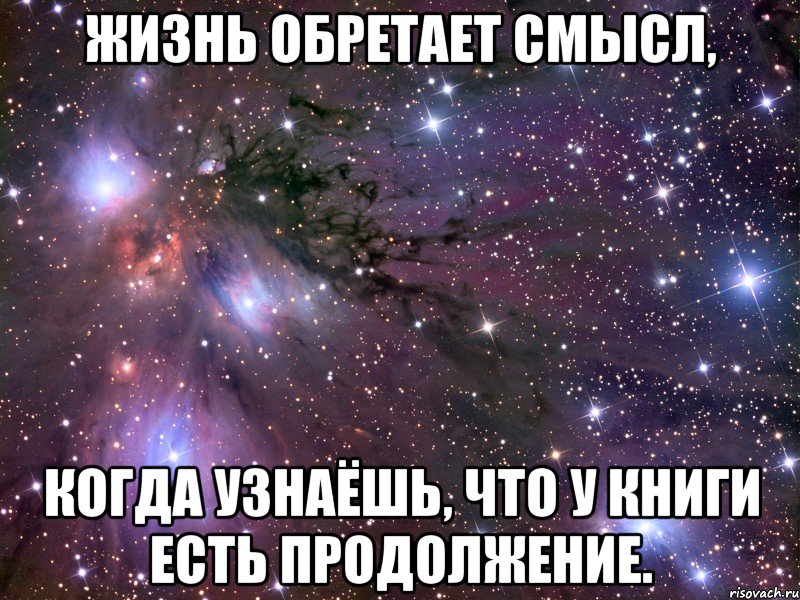 жизнь обретает смысл, когда узнаёшь, что у книги есть продолжение., Мем Космос