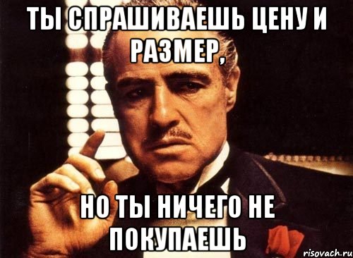 ты спрашиваешь цену и размер, но ты ничего не покупаешь, Мем крестный отец