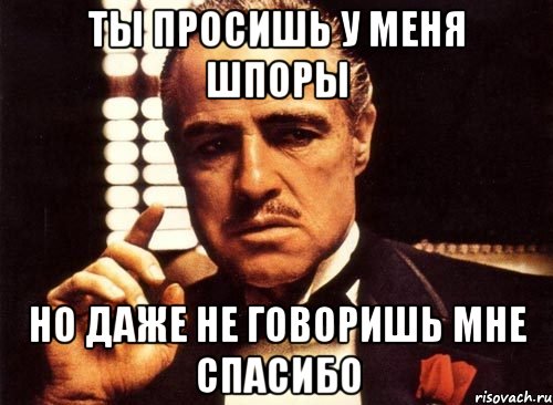 ты просишь у меня шпоры но даже не говоришь мне спасибо, Мем крестный отец