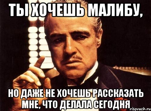 ты хочешь малибу, но даже не хочешь рассказать мне, что делала сегодня, Мем крестный отец