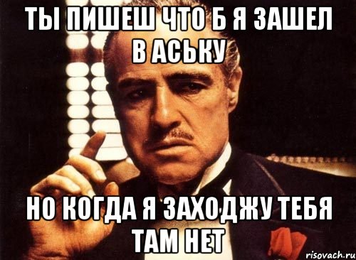 ты пишеш что б я зашел в аську но когда я заходжу тебя там нет, Мем крестный отец