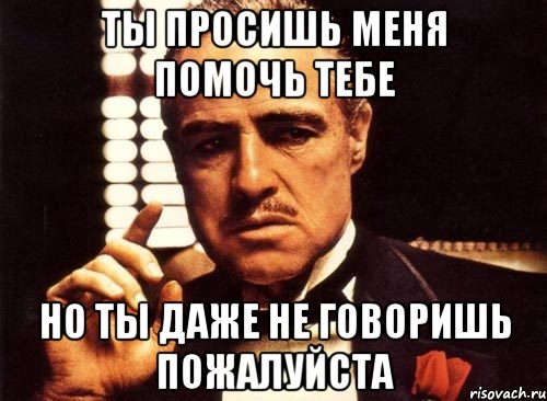 ты просишь меня помочь тебе но ты даже не говоришь пожалуйста, Мем крестный отец