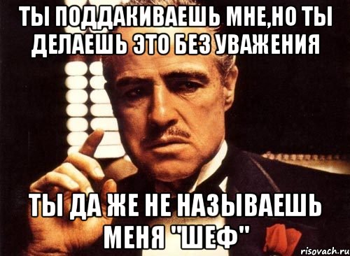 ты поддакиваешь мне,но ты делаешь это без уважения ты да же не называешь меня "шеф", Мем крестный отец