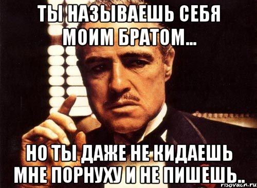 ты называешь себя моим братом... но ты даже не кидаешь мне порнуху и не пишешь.., Мем крестный отец