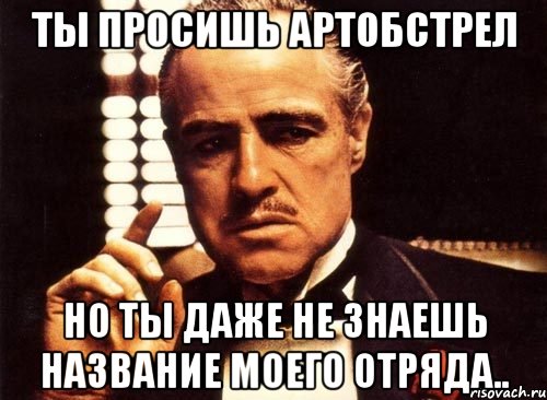 ты просишь артобстрел но ты даже не знаешь название моего отряда.., Мем крестный отец