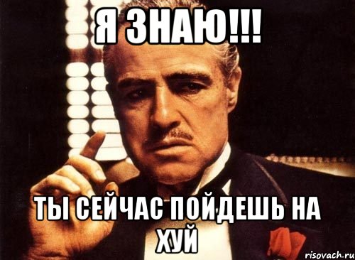 я знаю!!! ты сейчас пойдешь на хуй, Мем крестный отец