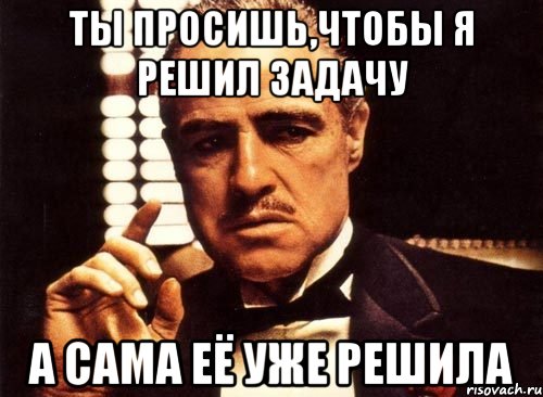 ты просишь,чтобы я решил задачу а сама её уже решила, Мем крестный отец