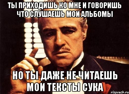 ты приходишь ко мне и говоришь что слушаешь мои альбомы но ты даже не читаешь мои тексты сука, Мем крестный отец