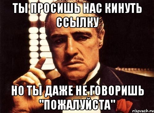 ты просишь нас кинуть ссылку но ты даже не говоришь "пожалуйста", Мем крестный отец