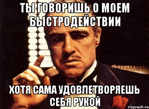 ты говоришь о моем быстродействии хотя сама удовлетворяешь себя рукой, Мем крестный отец