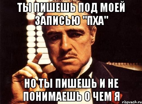 ты пишешь под моей записью "пха" но ты пишешь и не понимаешь о чем я, Мем крестный отец