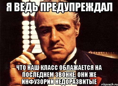 я ведь предупреждал что наш класс облажается на последнем звонке, они же инфузории недоразвитые, Мем крестный отец