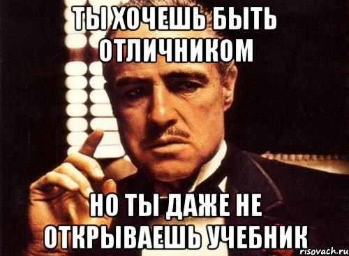 ты хочешь быть отличником но ты даже не открываешь учебник, Мем крестный отец