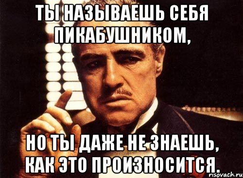 ты называешь себя пикабушником, но ты даже не знаешь, как это произносится., Мем крестный отец