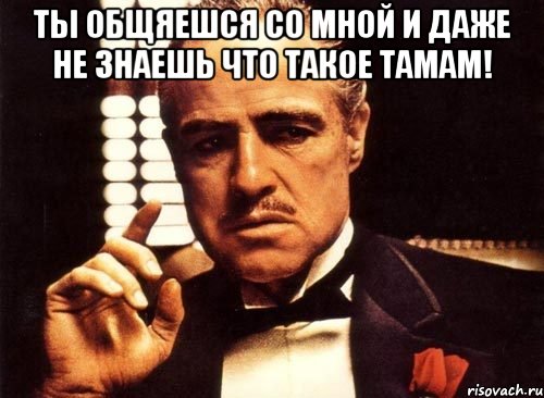 ты общяешся со мной и даже не знаешь что такое тамам! , Мем крестный отец