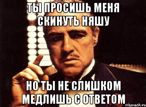 ты просишь меня скинуть няшу но ты не слишком медлишь с ответом, Мем крестный отец