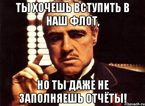 ты хочешь вступить в наш флот, но ты даже не заполняешь отчёты!, Мем крестный отец