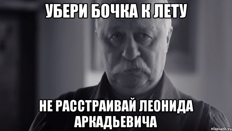 убери бочка к лету не расстраивай леонида аркадьевича, Мем Не огорчай Леонида Аркадьевича