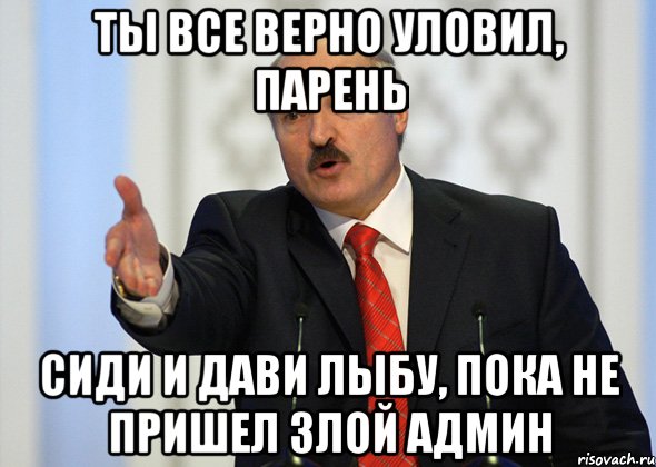 ты все верно уловил, парень сиди и дави лыбу, пока не пришел злой админ, Мем лукашенко