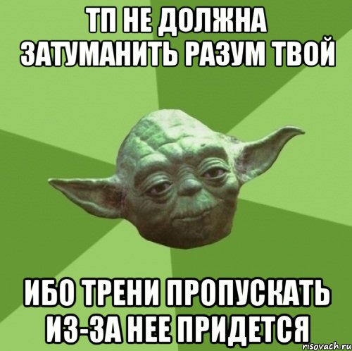 тп не должна затуманить разум твой ибо трени пропускать из-за нее придется, Мем Мастер Йода