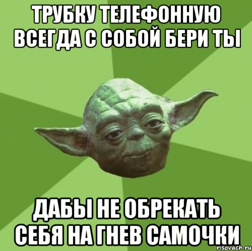 трубку телефонную всегда с собой бери ты дабы не обрекать себя на гнев самочки, Мем Мастер Йода