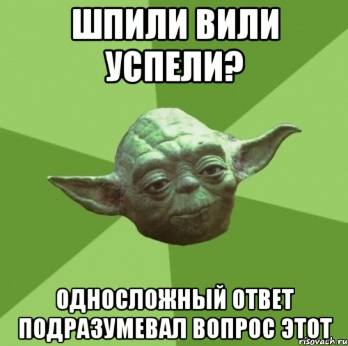 шпили вили успели? односложный ответ подразумевал вопрос этот, Мем Мастер Йода