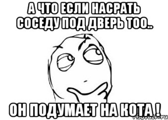 а что если насрать соседу под дверь тоо.. он подумает на кота !, Мем Мне кажется или