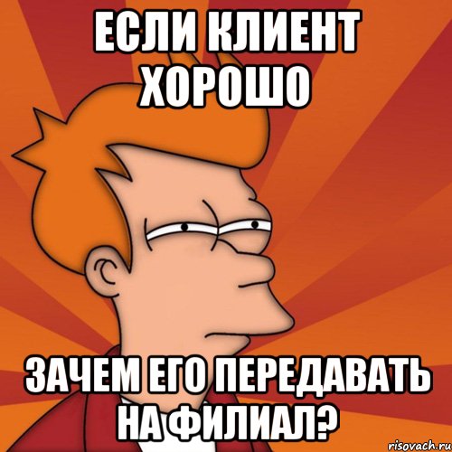 если клиент хорошо зачем его передавать на филиал?, Мем Мне кажется или (Фрай Футурама)