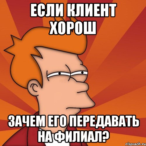 если клиент хорош зачем его передавать на филиал?, Мем Мне кажется или (Фрай Футурама)