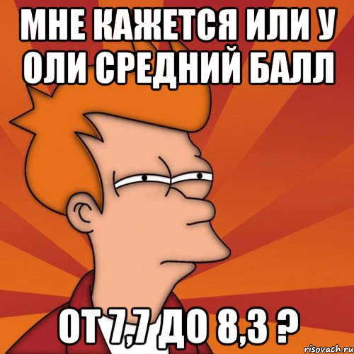 мне кажется или у оли средний балл от 7,7 до 8,3 ?, Мем Мне кажется или (Фрай Футурама)