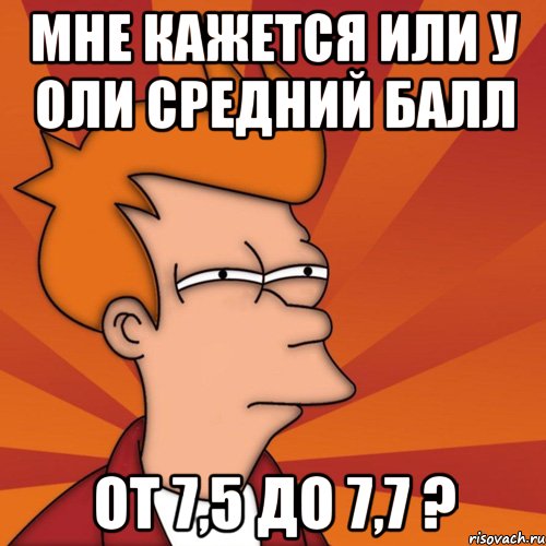 мне кажется или у оли средний балл от 7,5 до 7,7 ?, Мем Мне кажется или (Фрай Футурама)