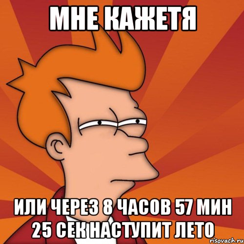 мне кажетя или через 8 часов 57 мин 25 сек наступит лето, Мем Мне кажется или (Фрай Футурама)