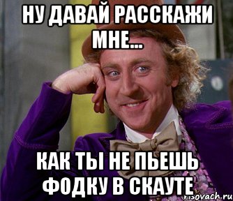 ну давай расскажи мне... как ты не пьешь фодку в скауте, Мем мое лицо