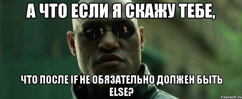 а что если я скажу тебе, что после if не обязательно должен быть else?, Мем  морфеус