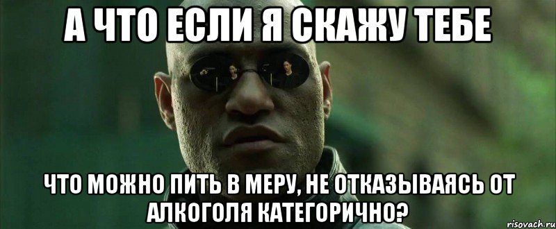 а что если я скажу тебе что можно пить в меру, не отказываясь от алкоголя категорично?, Мем  морфеус