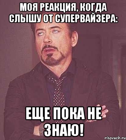 моя реакция, когда слышу от супервайзера: еще пока не знаю!, Мем  Мое выражение лица (вертик)