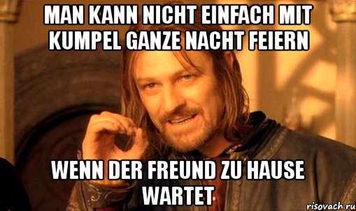 man kann nicht einfach mit kumpel ganze nacht feiern wenn der freund zu hause wartet, Мем Нельзя просто так взять и (Боромир мем)