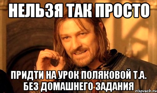 нельзя так просто придти на урок поляковой т.а. без домашнего задания, Мем Нельзя просто так взять и (Боромир мем)