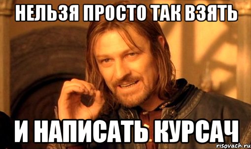 нельзя просто так взять и написать курсач, Мем Нельзя просто так взять и (Боромир мем)