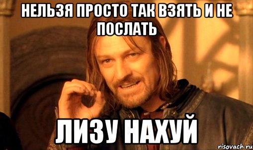 нельзя просто так взять и не послать лизу нахуй, Мем Нельзя просто так взять и (Боромир мем)