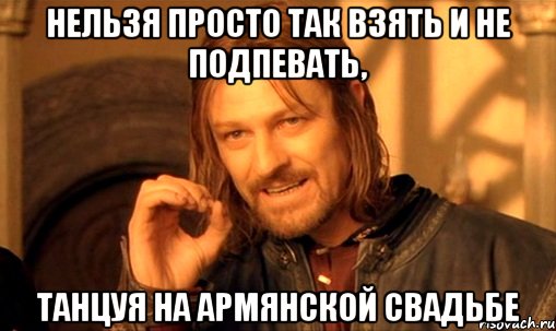 нельзя просто так взять и не подпевать, танцуя на армянской свадьбе, Мем Нельзя просто так взять и (Боромир мем)