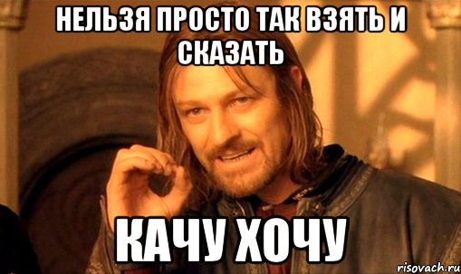 нельзя просто так взять и сказать качу хочу, Мем Нельзя просто так взять и (Боромир мем)