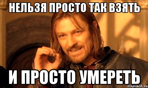 нельзя просто так взять и просто умереть, Мем Нельзя просто так взять и (Боромир мем)