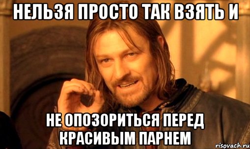 нельзя просто так взять и не опозориться перед красивым парнем, Мем Нельзя просто так взять и (Боромир мем)