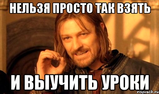нельзя просто так взять и выучить уроки, Мем Нельзя просто так взять и (Боромир мем)