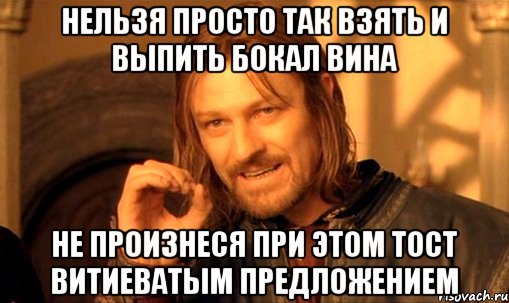 нельзя просто так взять и выпить бокал вина не произнеся при этом тост витиеватым предложением