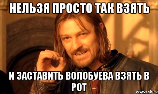 нельзя просто так взять и заставить волобуева взять в рот, Мем Нельзя просто так взять и (Боромир мем)