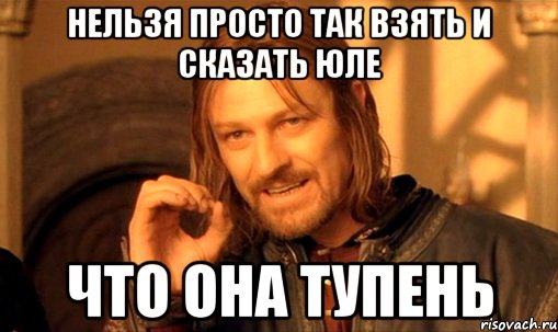 нельзя просто так взять и сказать юле что она тупень, Мем Нельзя просто так взять и (Боромир мем)