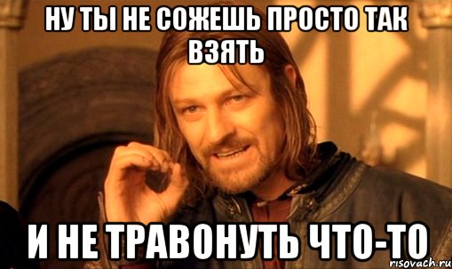 ну ты не сожешь просто так взять и не травонуть что-то, Мем Нельзя просто так взять и (Боромир мем)